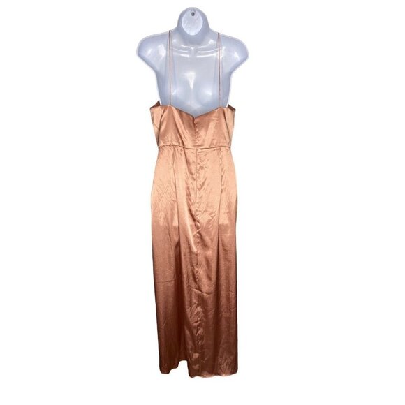 After Six Womens Halter Midi Stretch Draped Tulip Satin Gown Dessert Rose SZ 10 - Picture 5 of 9